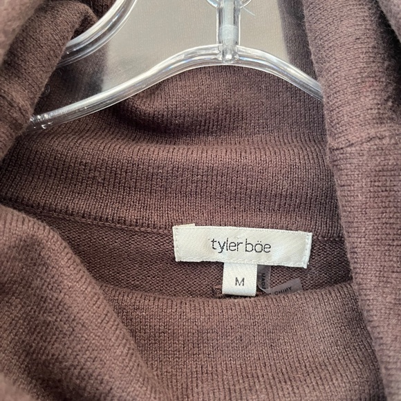 Tyler Boe Sz M Brown Cotton Cashmere Blend Midi Dress Stretch Cowl Neck - Picture 3 of 10